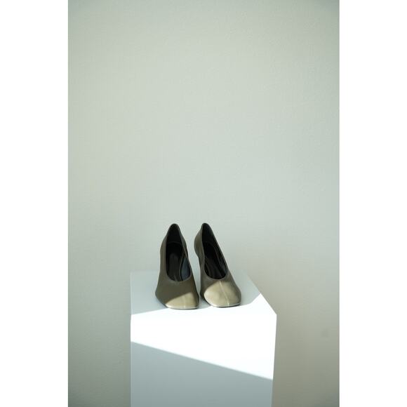 PHOEBE PHILO Nappa Green Olive Square Toe Pump Heel Shoe Size 38 US 7.5 -8 - Picture 3 of 11